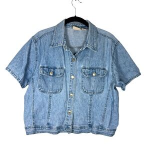 Crossroads Vintage 90s Style Boxy Cut Denim Shirt Sz XL Heritage Western Country